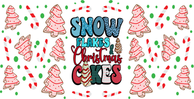 Snow Flakes And Christmas Cakes Merry Christmas cakes 16oz UV DTF Libby Cup Wrap