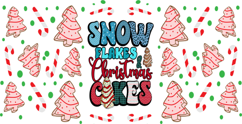 Snow Flakes And Christmas Cakes Merry Christmas cakes 16oz UV DTF Libby Cup Wrap