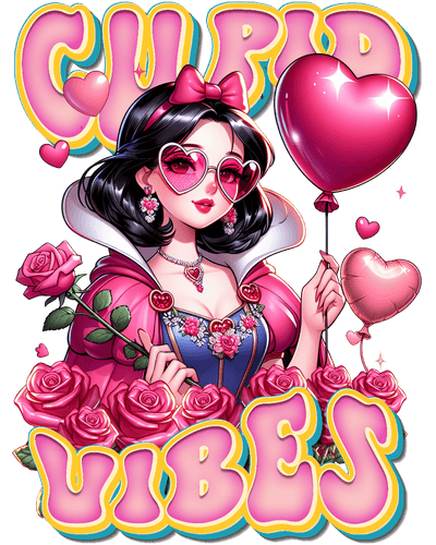 Snow White Cupid Vibes in Pink DTF (direct-to-film) Transfer