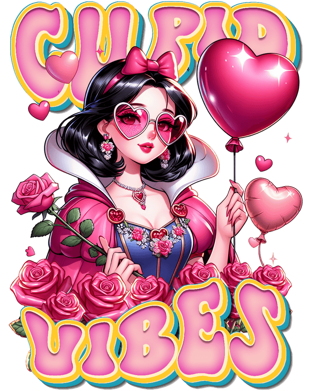 Snow White Cupid Vibes in Pink DTF (direct-to-film) Transfer