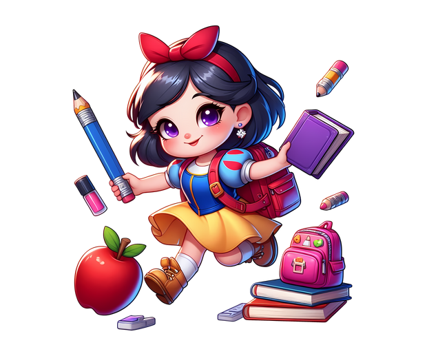 Snowy Back to School Girl DTF (direct-to-film) Transfer