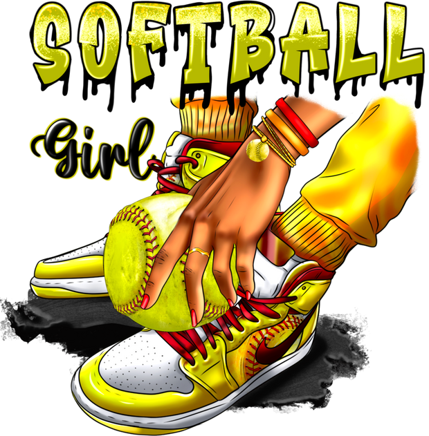 Softball Season Bright Pink and Yellow  DTF Transfer (direct to film)