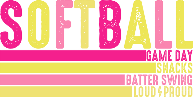 Softball Pink and Yellow DTF (Direct to Film) Transfer