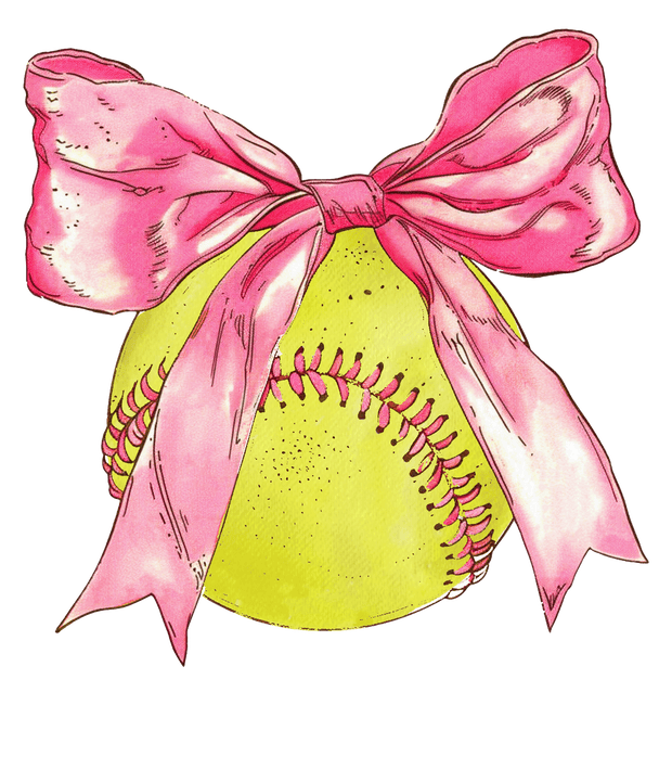 Softball with Pink Ribbon DTF (Direct to Film) Transfer