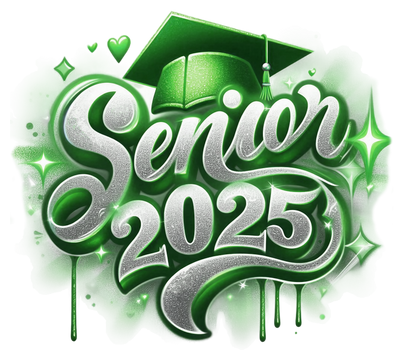 Sparkle Senior 2025 Airbrushed Green DTF (direct-to-film) Transfer