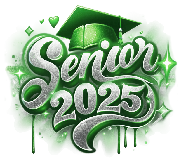 Sparkle Senior 2025 Airbrushed Green DTF (direct-to-film) Transfer