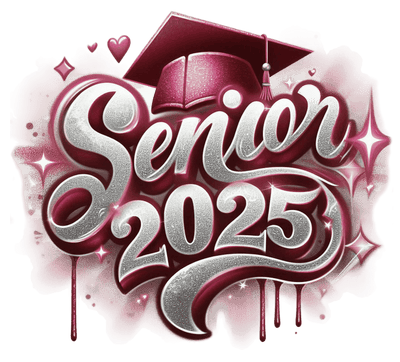 Sparkle Senior 2025 Airbrushed Maroon DTF (direct-to-film) Transfer