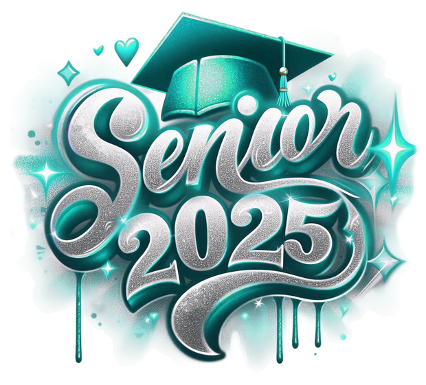 Sparkle Senior 2025 Airbrushed Mint DTF (direct-to-film) Transfer