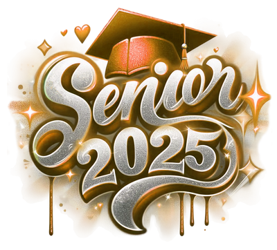 Sparkle Senior 2025 Airbrushed Orange DTF (direct-to-film) Transfer