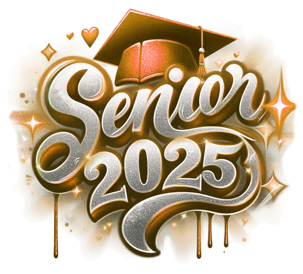 Sparkle Senior 2025 Airbrushed Orange DTF (direct-to-film) Transfer