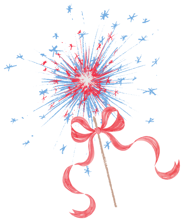 Sparkler With Bow In Pink And Blue DTF (direct-to-film) Transfer