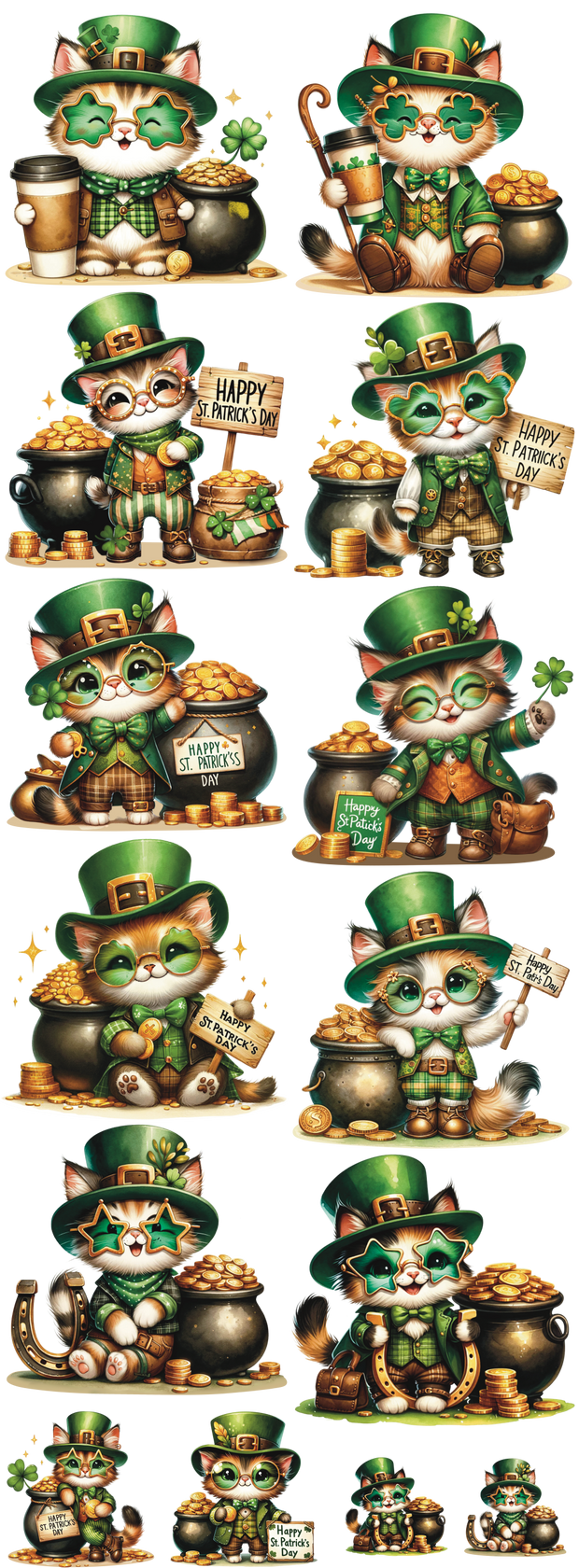 St. Patrick's Day Kitty 60" DTF Ready to Ship Gang Sheet