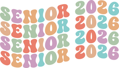 Stacked Groovy Class of 2026 Senior DTF (direct-to-film) Transfer