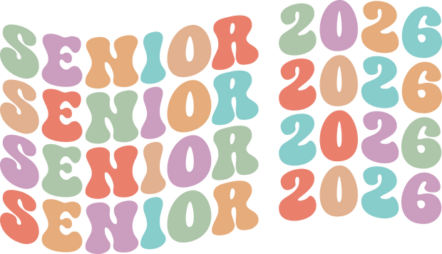Stacked Groovy Class of 2026 Senior DTF (direct-to-film) Transfer