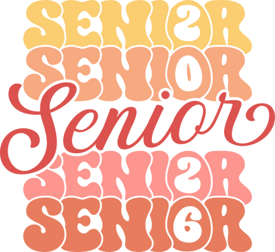 Stacked Groovy Senior 2026 as the Os DTF (direct-to-film) Transfer