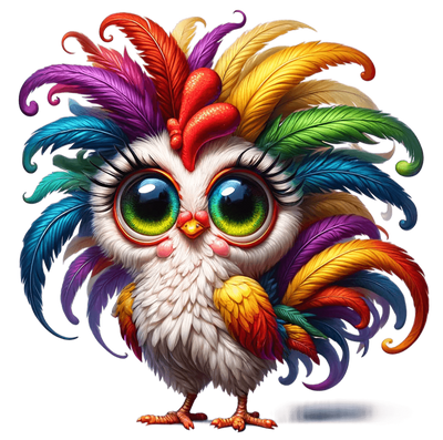 Standing Retro Hair Chicken DTF (direct-to-film) Transfer