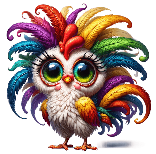 Standing Retro Hair Chicken DTF (direct-to-film) Transfer