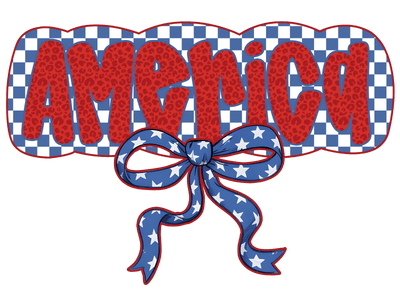 Starred Bow Red America DTF (direct-to-film) Transfer