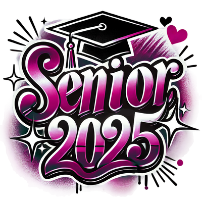 Stars Senior 2025 Airbrushed Pink DTF (direct-to-film) Transfer