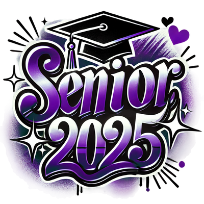 Stars Senior 2025 Airbrushed Purple DTF (direct-to-film) Transfer