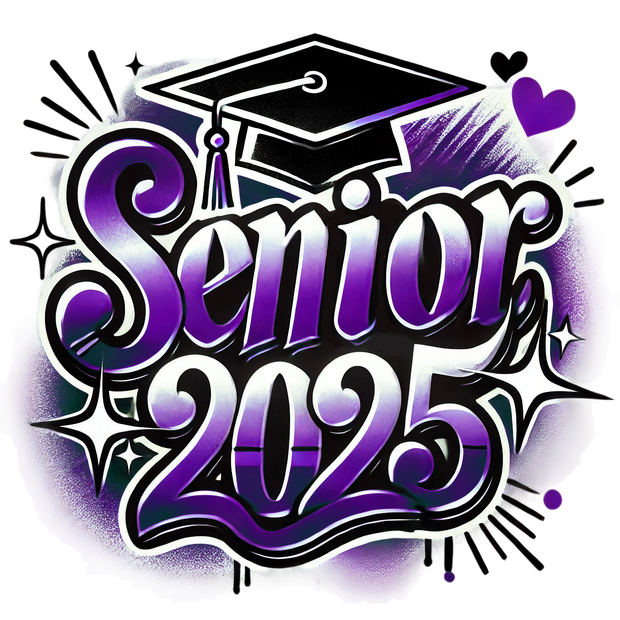 Stars Senior 2025 Airbrushed Purple DTF (direct-to-film) Transfer