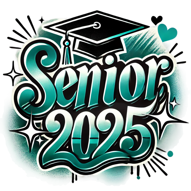 Stars Senior 2025 Airbrushed Teal DTF (direct-to-film) Transfer