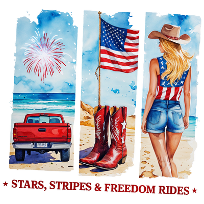 Stars Stripes Brush Strokes with Flag DTF (direct-to-film) Transfer