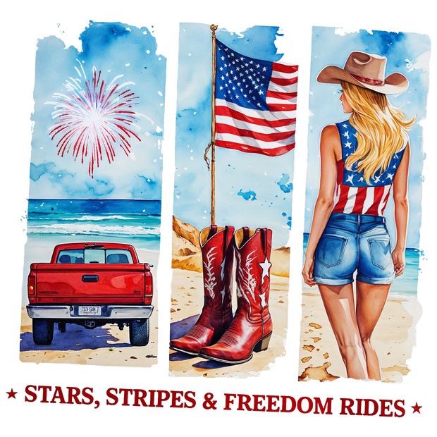 Stars Stripes Brush Strokes with Flag DTF (direct-to-film) Transfer