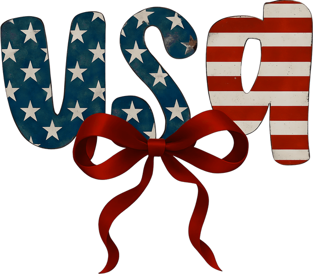 Stars & Stripes USA & Red Bow DTF (direct-to-film) Transfer