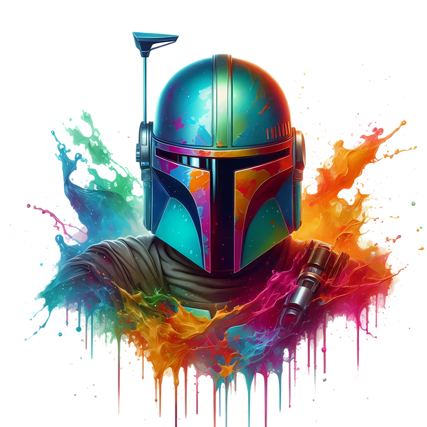 Starwars Color Drip Man in Mask DTF (direct-to-film) Transfer