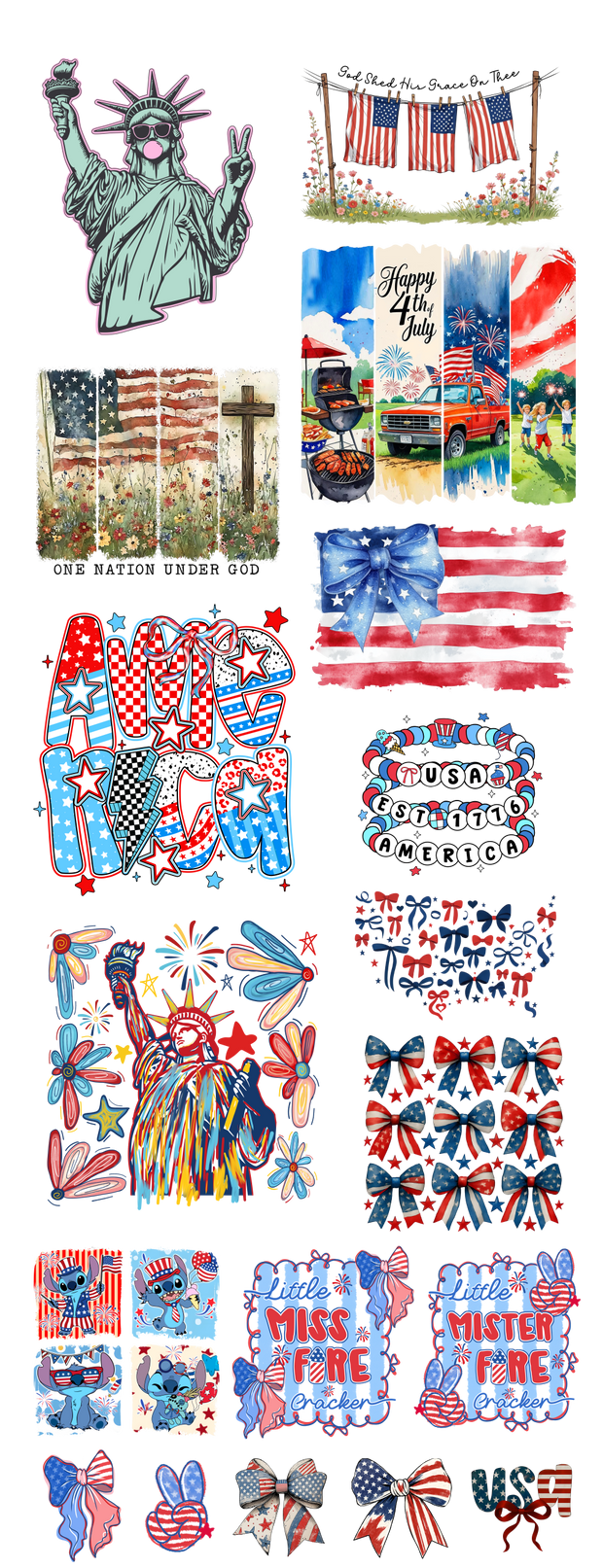 Statue of Liberty 4th of July 60x22" DTF Ready to Ship Gang Sheet