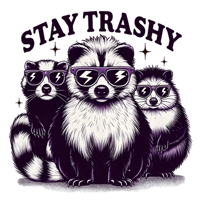 Stay Trashy 3 Animals in Shades DTF (direct-to-film) Transfer