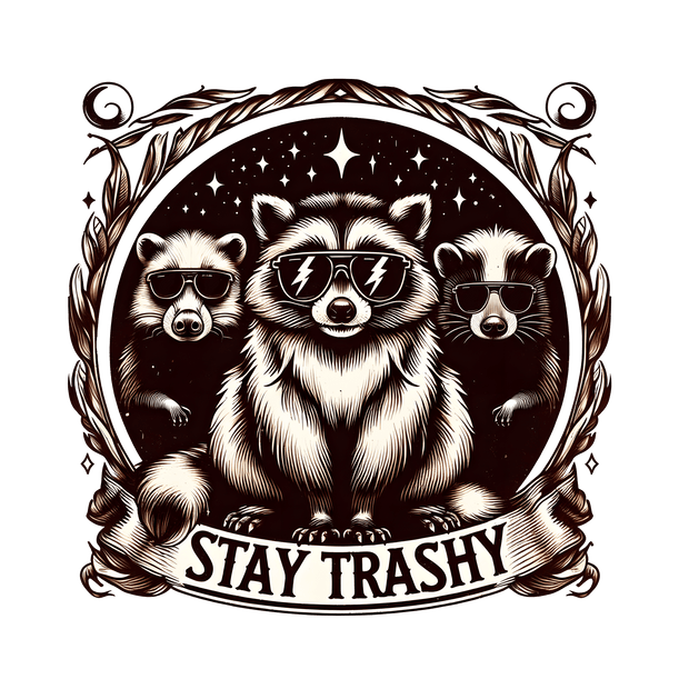 Stay Trashy Bears in Shades DTF (direct-to-film) Transfer