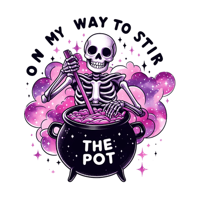 Stir the Pot Skeleton in Purple DTF (direct-to-film) Transfer