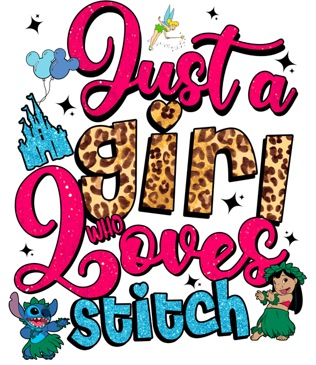 Stitch in Blue Valentine DTF (direct-to-film) Transfer