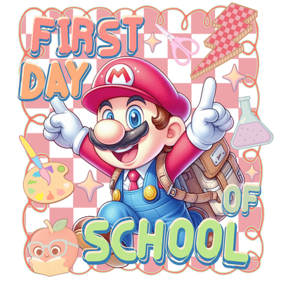 Stoked Mario for School DTF (direct-to-film) Transfer
