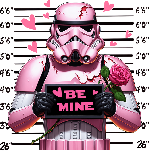 Stormtrooper in Pink Mug Shot DTF (direct-to-film) Transfer