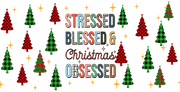 Stressed Blessed Christmas Obsessed-Christmas Tree Buffalo Plaid 16oz UV DTF Libby Cup Wrap