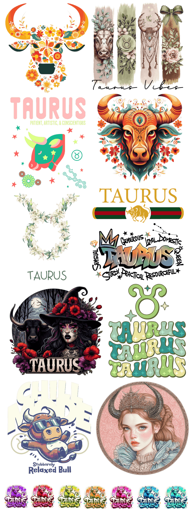 Stubborn Taurus I 60" DTF Ready to Ship Gang Sheet