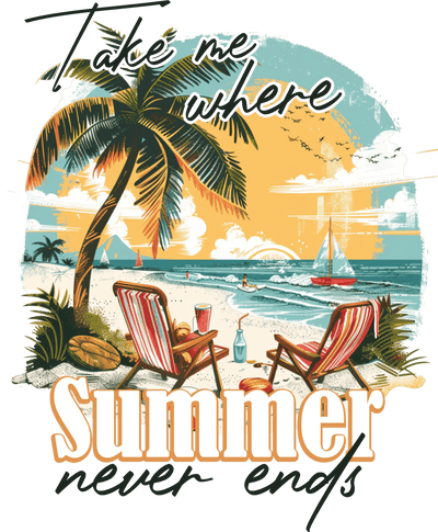 Summer Never Ends Chairs on Beach DTF (direct-to-film) Transfer