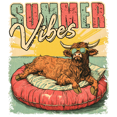 Summer Vibes Cow in Shades DTF (direct-to-film) Transfer
