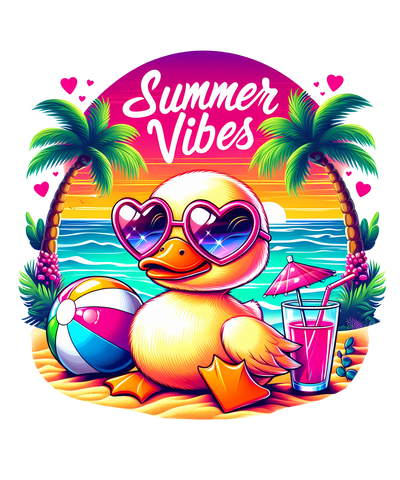Summer Vibes Duck in Shades DTF (direct-to-film) Transfer