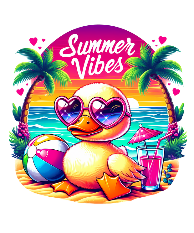 Summer Vibes Duck in Shades DTF (direct-to-film) Transfer