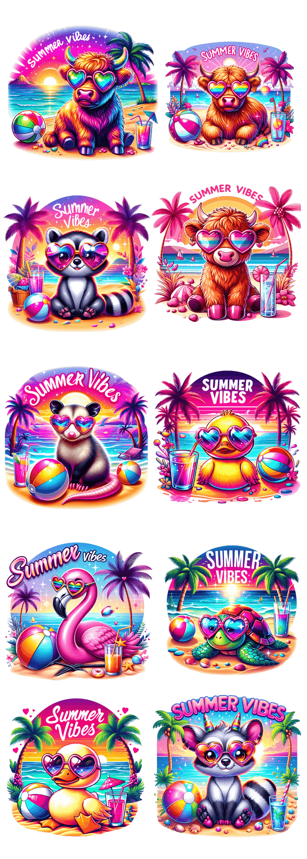 Summer Vibes II 60x22" DTF Ready to Ship Gang Sheet