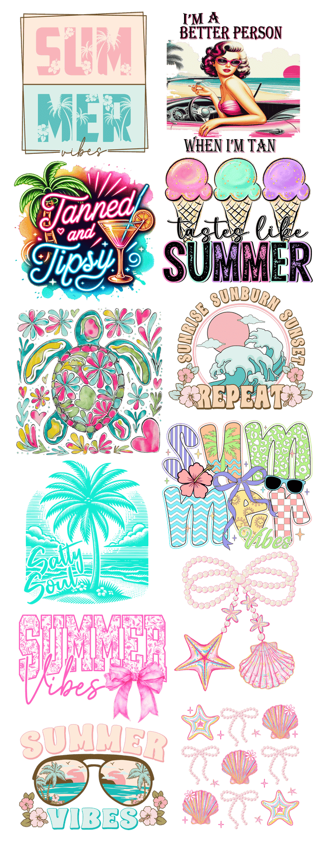 Summer Vibes III 60x22" DTF Ready to Ship Gang Sheet