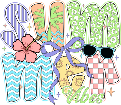 Summer Vibes Mixed Patterns DTF (direct-to-film) Transfer