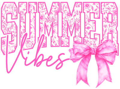 Summer Vibes Pink Bow DTF (direct-to-film) Transfer
