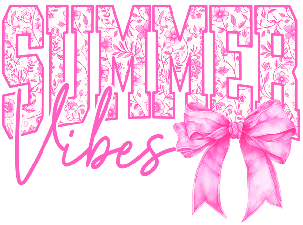 Summer Vibes Pink Bow DTF (direct-to-film) Transfer