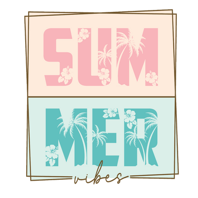 Summer Vibes Pink & Blue DTF (direct-to-film) Transfer