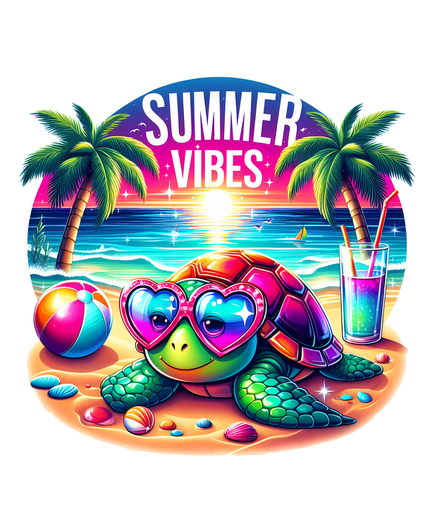 Summer Vibes Sea Turtle in Shades DTF (direct-to-film) Transfer